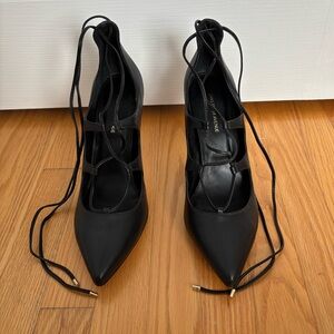 Elegant Black Lace-Up Heels